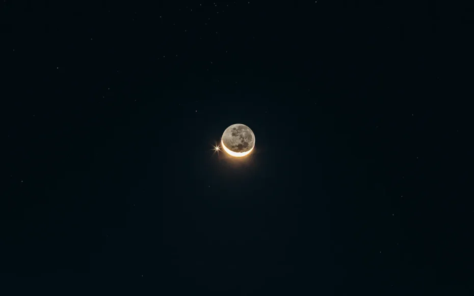 Lua Vênus Spica céu noturno
